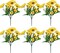 Summer Sunflowers – 6 Pack 12" Artificial Silk Flowers with Stems, 13 Heads & 27 Leaves for Indoor & Outdoor Decor Floral Arrangements